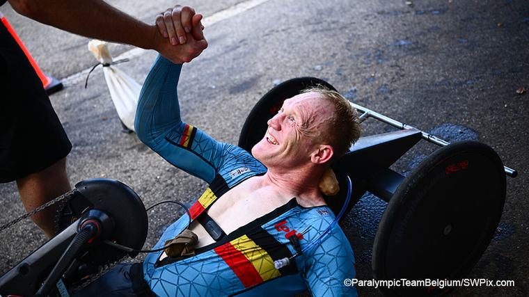 WK G-wielrennen Marvin Odent bezorgt België GOUD op WK G-wielrennen, titelverdediger Tim Celen strandt op amper 6 tienden van brons