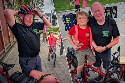 Luc (63) fietst 10.000 kilometer om zieke kleinzoon Stan (8) te steunen: “Ik moest voortdurend een andere houding aannemen door de pijn”
