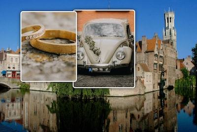 Vlak voor sprookjeshuwelijk in Brugge ‘vallen’ trouwringen van Nacera (34) en Till (38) van oldtimer: “En daar was plots een uitgeputte jongeman”